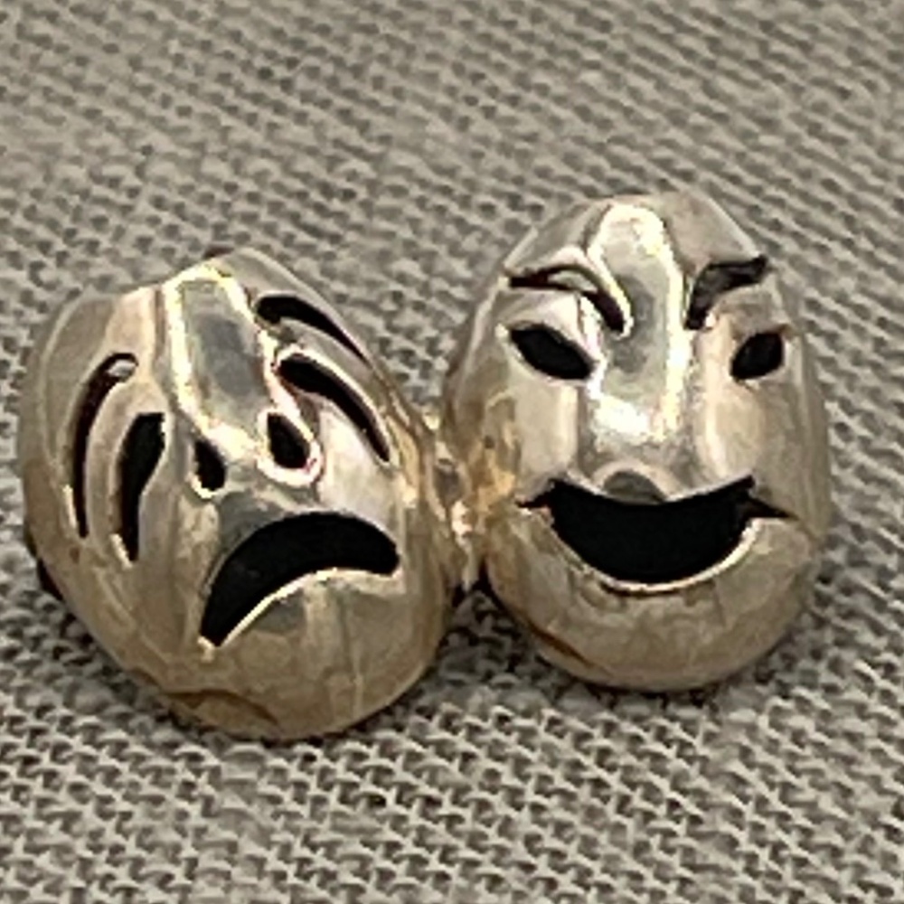 Sterling Silver Pin Brooch Comedy Tragedy Theatre Mardi Gras Mask